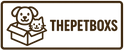 Logo of 'THEPETBOXS' with a dog and cat in a box on a white background